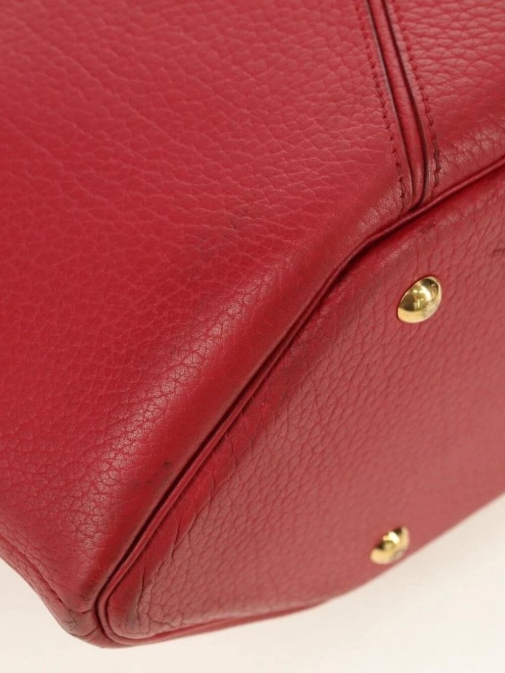 HERMES Ildvo Hand Bag Leather Red Gold Auth bs34829V - Picture 11 of 16